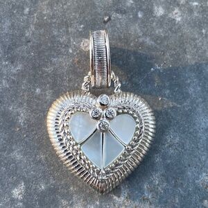Judith Ripka Heart Pendant w/ abalone, cubic zirconia & 925 sterling silver